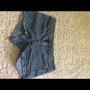 Striped jean shorts